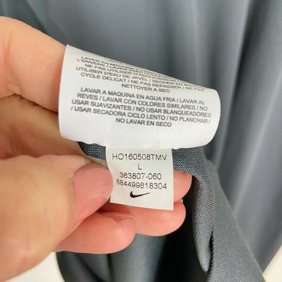 Nike Golf Dri-Fit Polo Size L Dark Gray Short Sleeve Performance Shirt Snow Logo - Picture 7 of 8